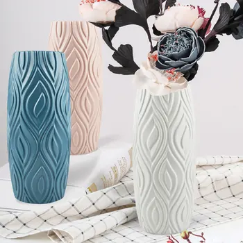 2022 Multiple PE Vase Flower Imitation Ceramic Plastic Flower Vase Flower Basket Nordic Style Modern Vases Decoration Home Decor 1