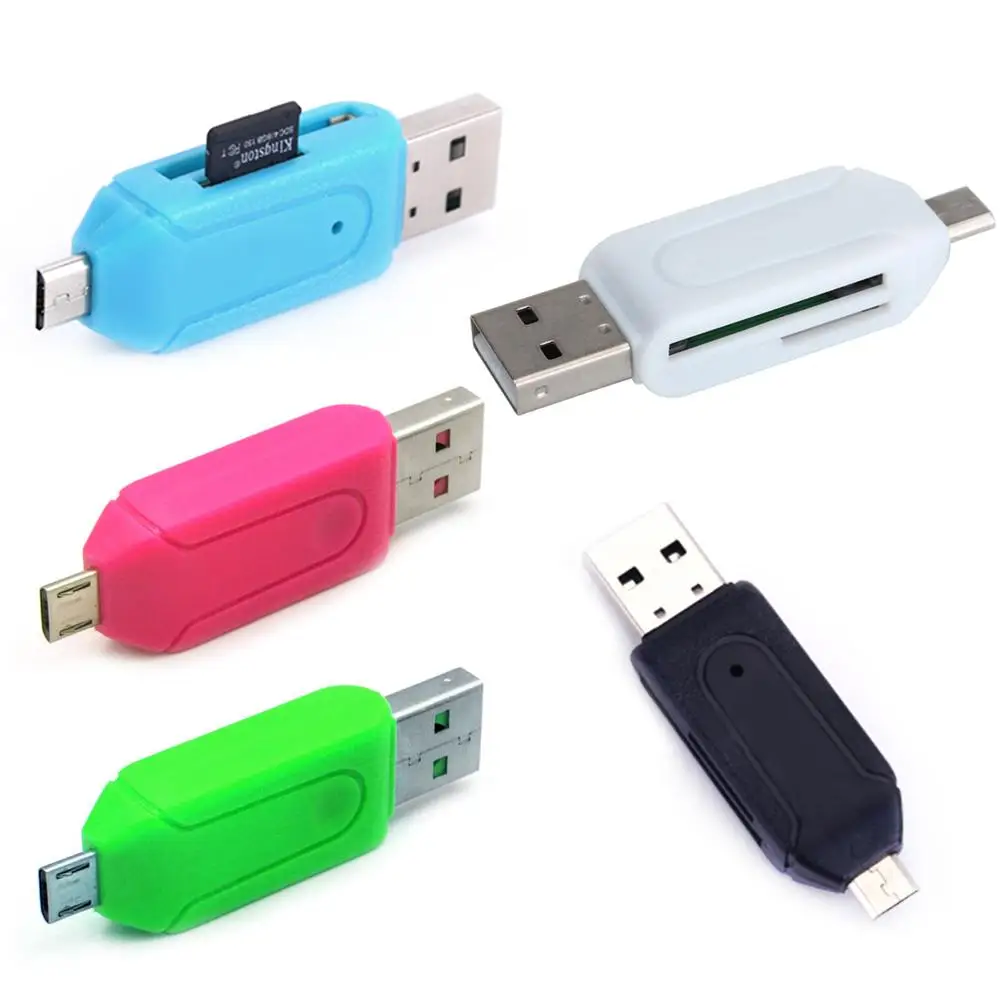 Micro USB 2,0 OTG TF/SD T-Flash устройство для чтения карт памяти адаптер ITE1327 для сотового телефона Tablet PC белый розовый зеленый синий черный