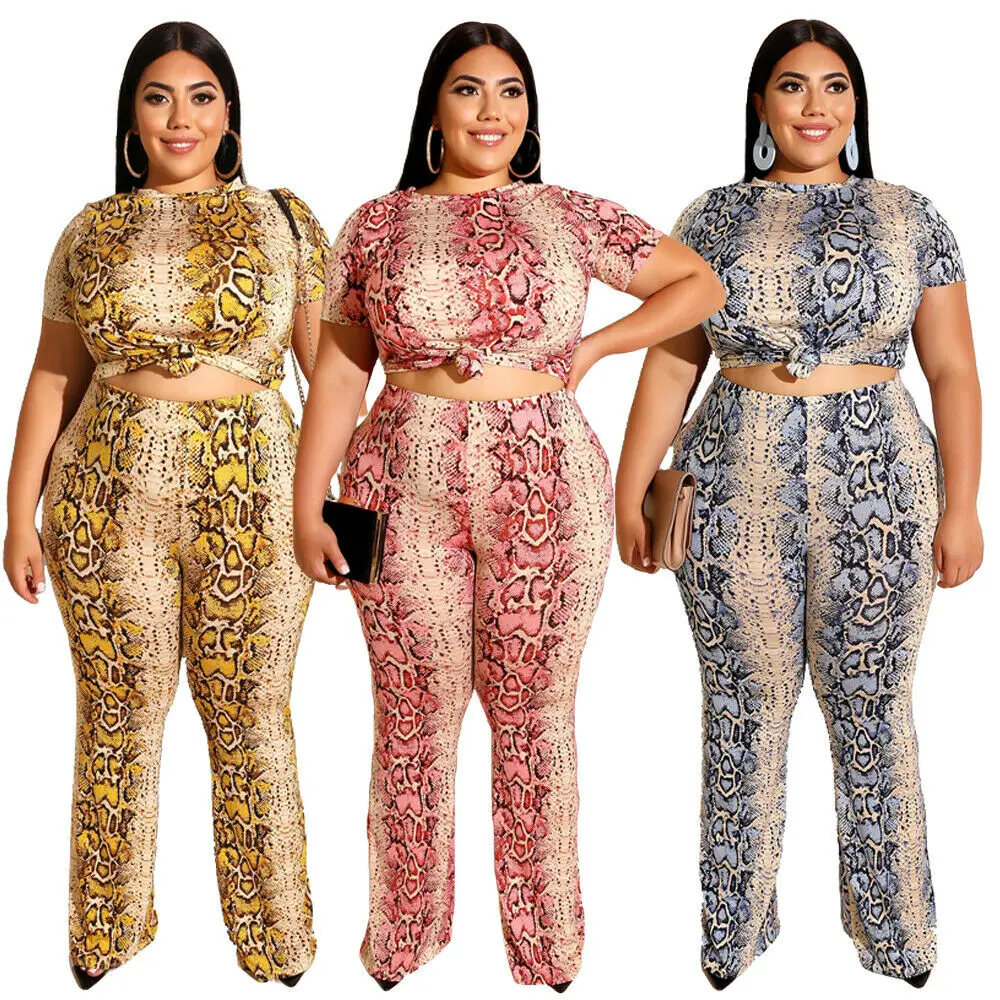 Комплект из 2 предметов женский укороченный топ со змеиным принтом и круглым