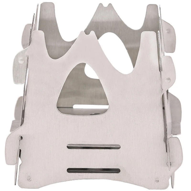 Compact Folding Stainless Steel Wood Stove Outdoor Camping Stove Cooking Picnic Stove Portable Wood Furnace Burners