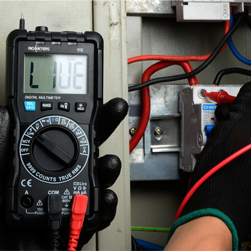 RICHMETERS 110 цифровой мультиметр TRUE RMS 9999 отсчетов NCV подсветка AC DC Напряжение Ток