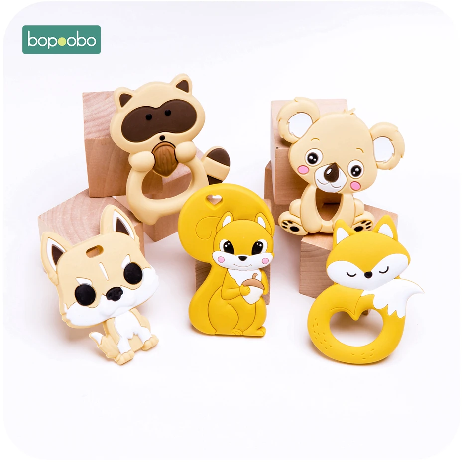 Bopoobo 1 комплект детский силиконовый прорезыватель, бусины для животных, пищевой Прорезыватель для кормления, жевательный Bpa бесплатно, для ожерелья, кулоны, Прорезыватель для зубов