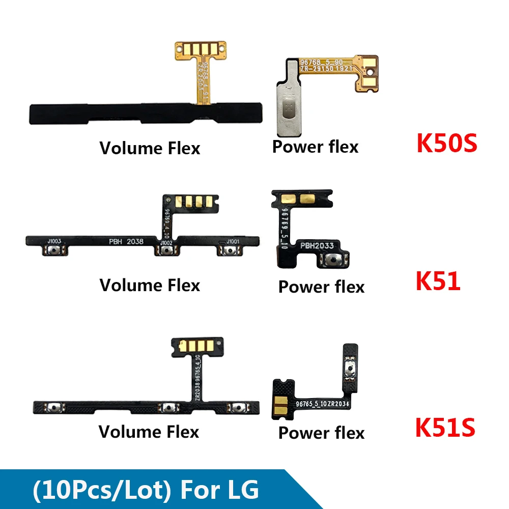 

10Pcs/Lot Power Switch On/Off Button Volume Key Button Flex Cable For LG K22 K50s k51 k51s Replacement Parts