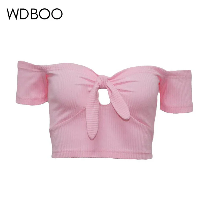 WDBOO сексуальный однотонный топ труба с вырезом лодочкой летний ребристый вязаный