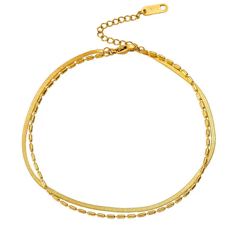 Stainless Steel Women's Anklet Multilayer Gold colour Fashion Jewelry silver anklet bracelet,ankle chains,cubic zirconia anklet,beads anklet,fashion accessories