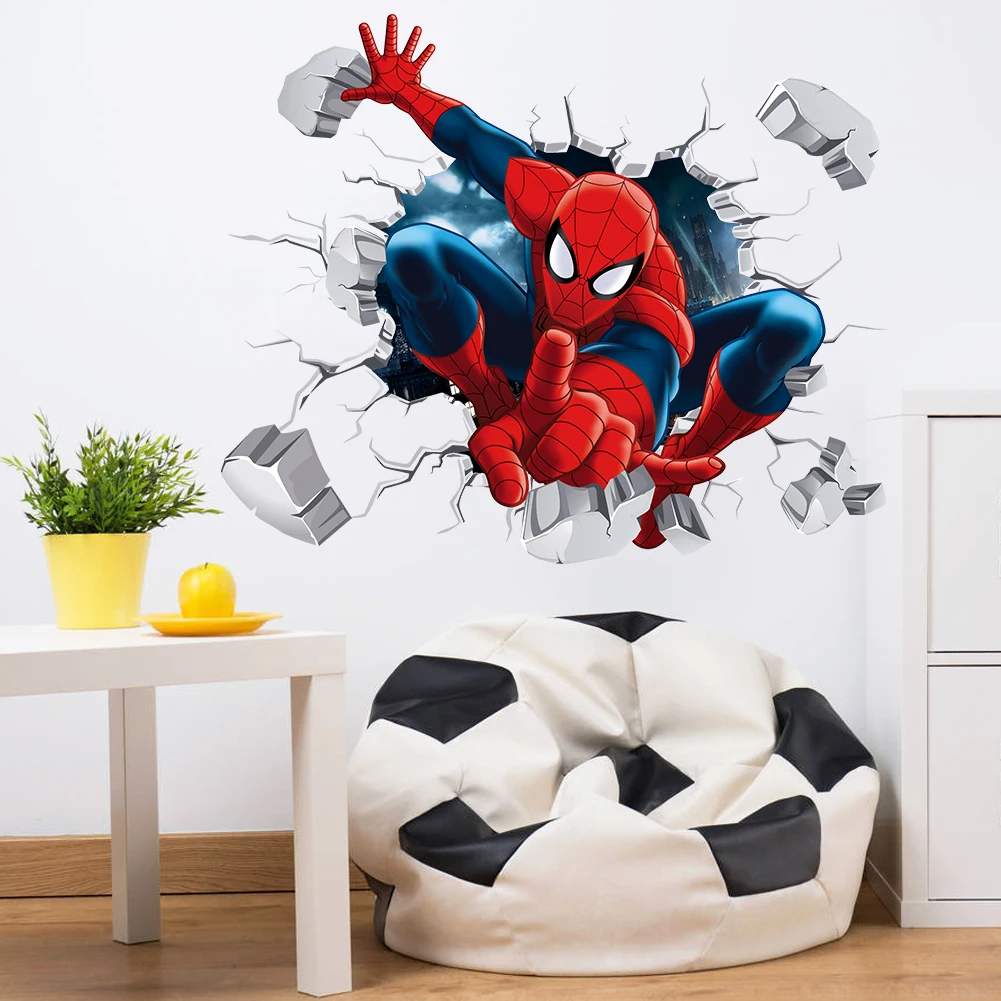 3D человек-паук супер герои наклейки на стену для детской комнаты украшение дома