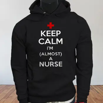 

KEEP CALM IM ALMOST A NURSE MED STUDENT FUNNY RN Mens Black Hoodie