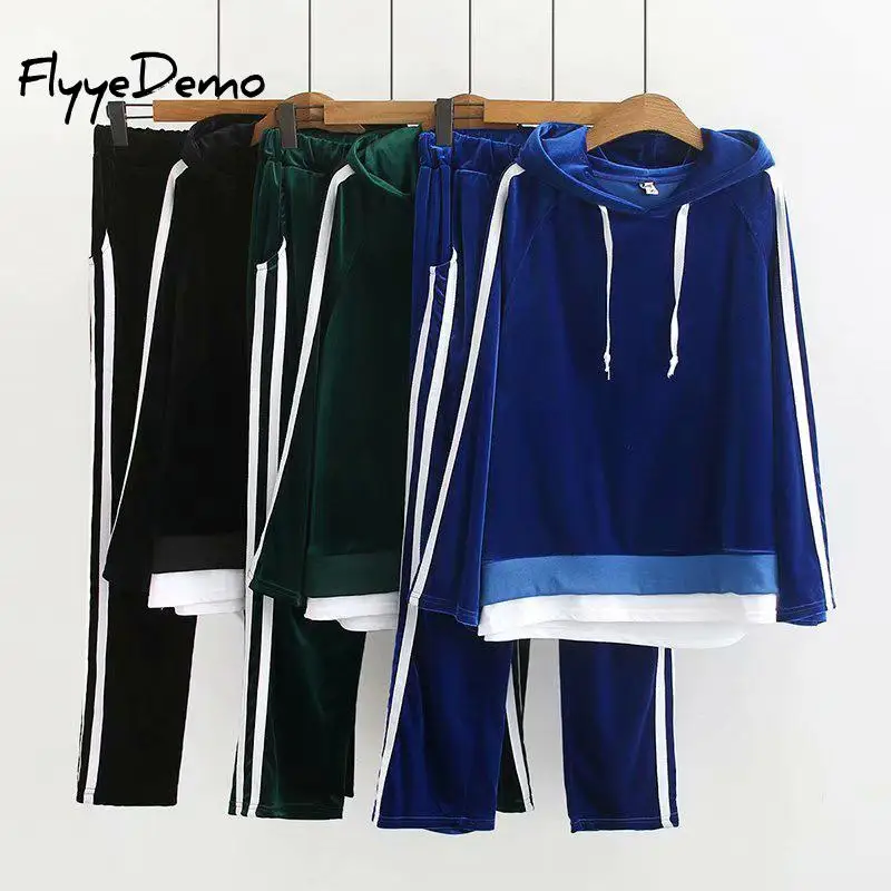 

4XL 2pcs Hooded Casual Tracksuit Suits For Women Set Hoodies Sweatshirt Sweatpants 2 Piece Sets Women Sweatsuit Female Plus Size