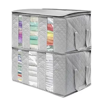 

Non-woven Bed Bottom Storage Box Grid Folding Quilt Storage Bag Wardrobe Pants Dustproof Moisture-proof