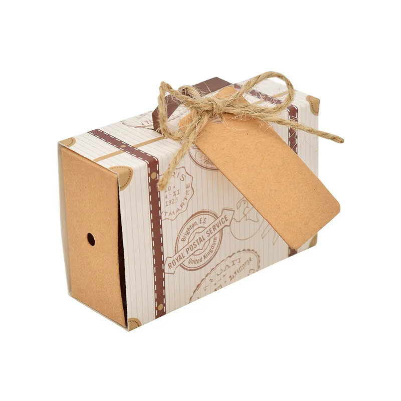 10/20pcs Travel Suitcase Candy Box Kraft Paper Gift Boxes Wedding Birthday Party Decoration Supplies Christmas Gift Packaging