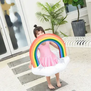 

Rainbow Swim PVC Float Baby Seat Inflatable Ring Swimming Circle Pool Safety Training for Toddler Summer Pool Toys