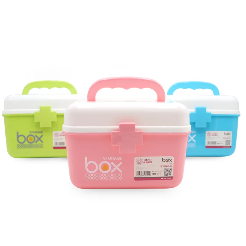 

Household Hand Medical Medicine Box Portable Multi-functional First Aid Box Double Layer Small Plastic Storage Medica