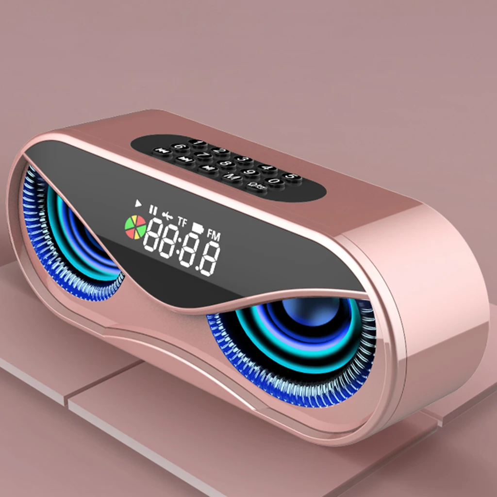 Bluetooth5.0 Multi-functional Wireless Speaker Outdoor Handfree Call Portable Multifunction Speaker with FM Radio Clock TF Card
