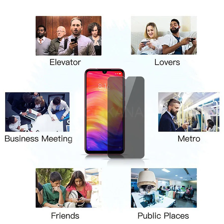 2.5D секретность Антишпион закаленное стекло для Xiaomi mi 9 9T 8 SE Защитная пленка для экрана для Xiao mi Red mi K20 Note 8 7 6 5 Pro A2 6X