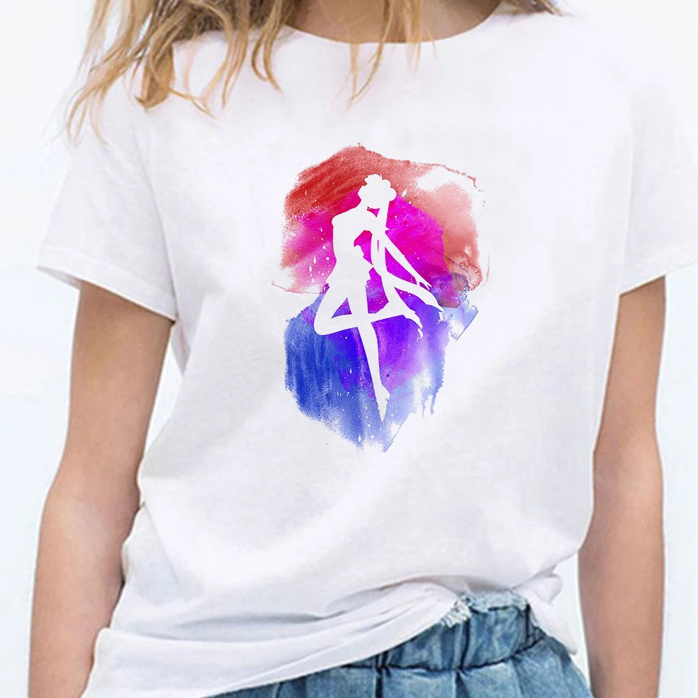 

Sailor Moon Tshirt Summer Tops For Women 2020 Kawaii Clothes Harajuku Japan Family Look White Streetwear Trend Fashion Casual
