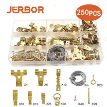 

250 pcs Picture Hanging Hook Kit Metal Picture Hanging Hardware Wire Screw Nails Small Household Tool Sets With Storage Box