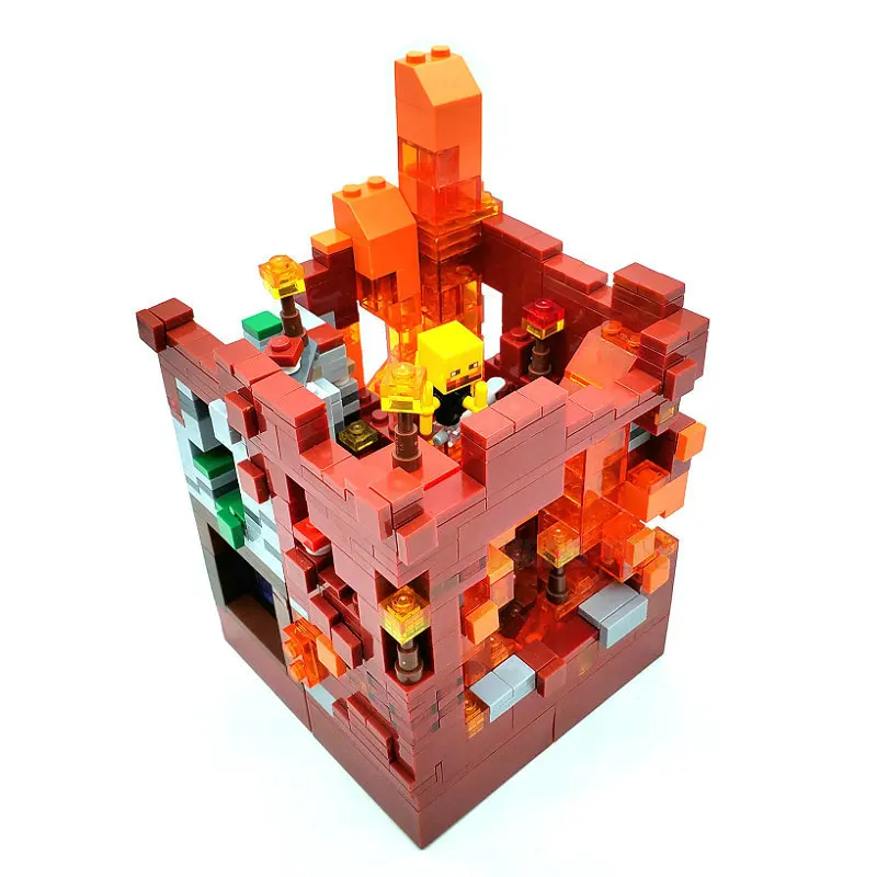 The Nether Lava Mine Cave Building Blocks With Steve Action Figures Bright Brick Set Gifts Toys The Nether Lava Mine Cave Building Blocks With Steve Action Figures Bright Brick Set Gifts Toys