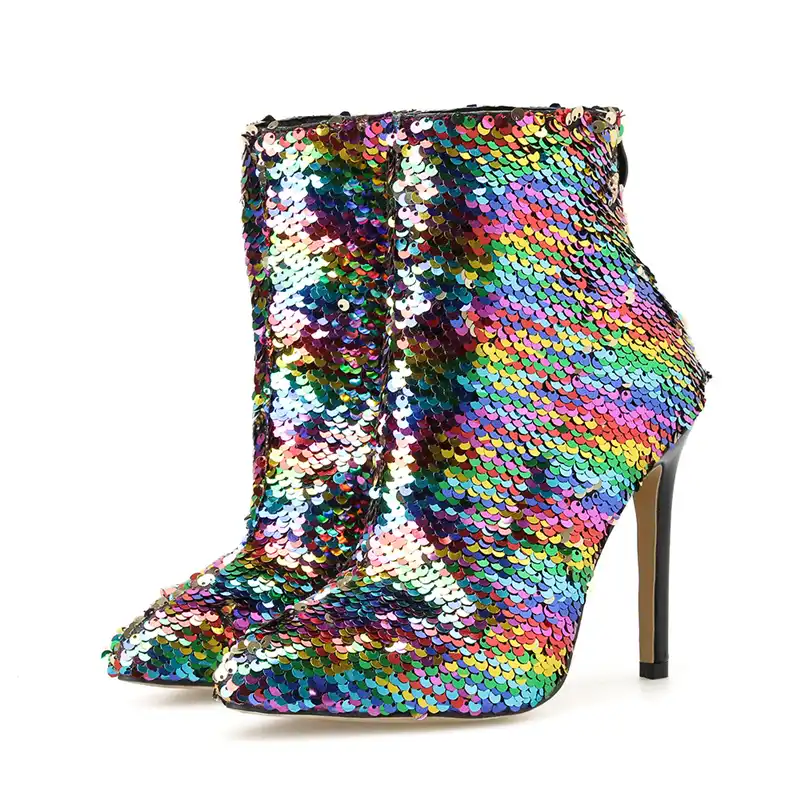 rainbow glitter boots