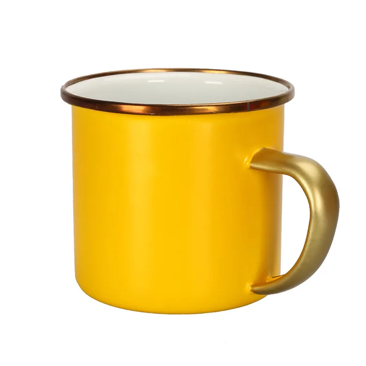 

Advertising Gift Cup Custom Stainless Steel Enamel Cup Gold Edging fa lang bei Nordic Style Coloured Glaze Coffee Cup Wholesale