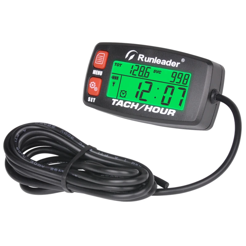 Enhanced Motorcycle Engine Hour & RPM Backlit Tachometer - Resettable Gauge