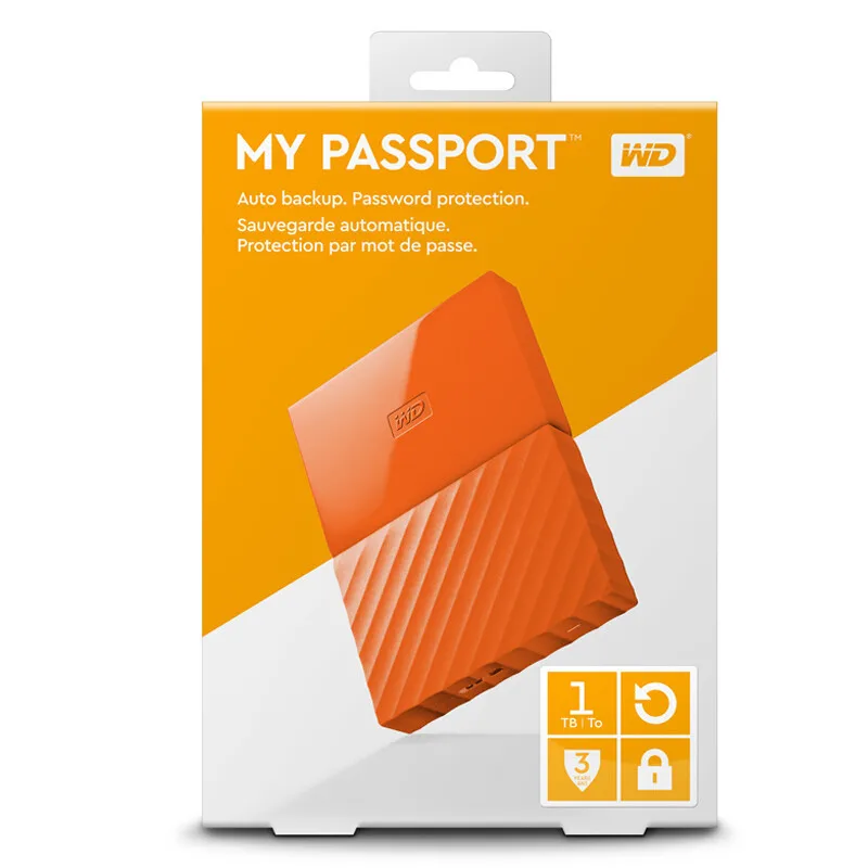 Western Digital My Passport HDD 1 ТБ 2 ТБ 4 ТБ USB 3,0 портативный внешний жесткий диск с HDD кабелем Windows Mac - Цвет: orange