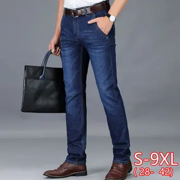 

men jeans straight casual men's large size loose business stretch denim pants male 2020