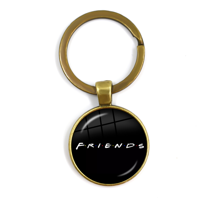 Friends TV Show Pendant Keychain Character Cartoon Fun Pattern 25mm Glass Cabochon Key Ring Keyholder Good Friend Gift