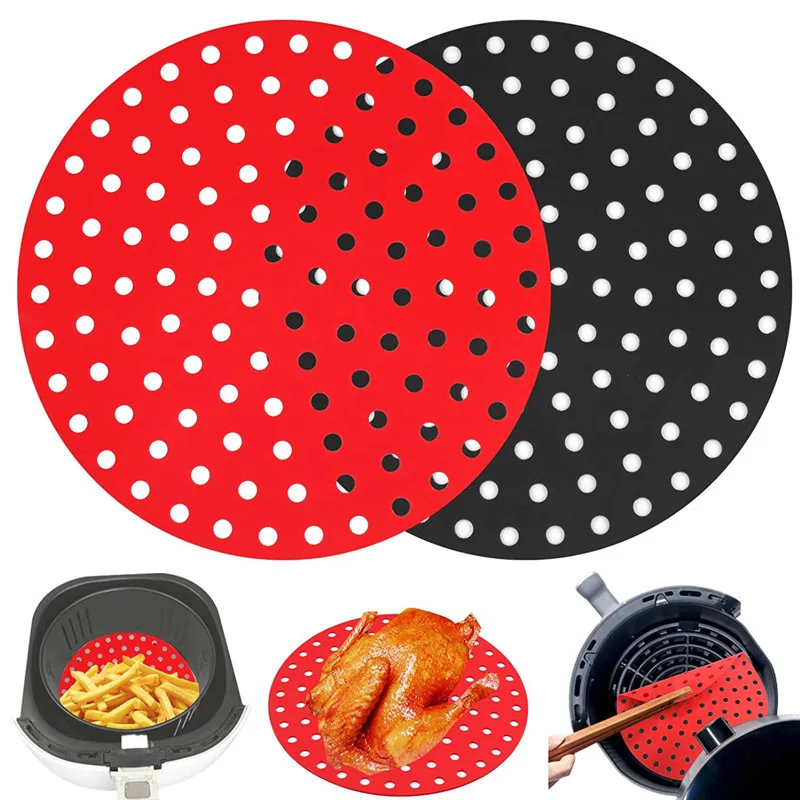 

Silicone Air Fryer Liner Sheet Food Grade Non-Stick Steamer Pad Kitchen Steaming Basket Mat Reusable Grilled Chicken Tools 1PC