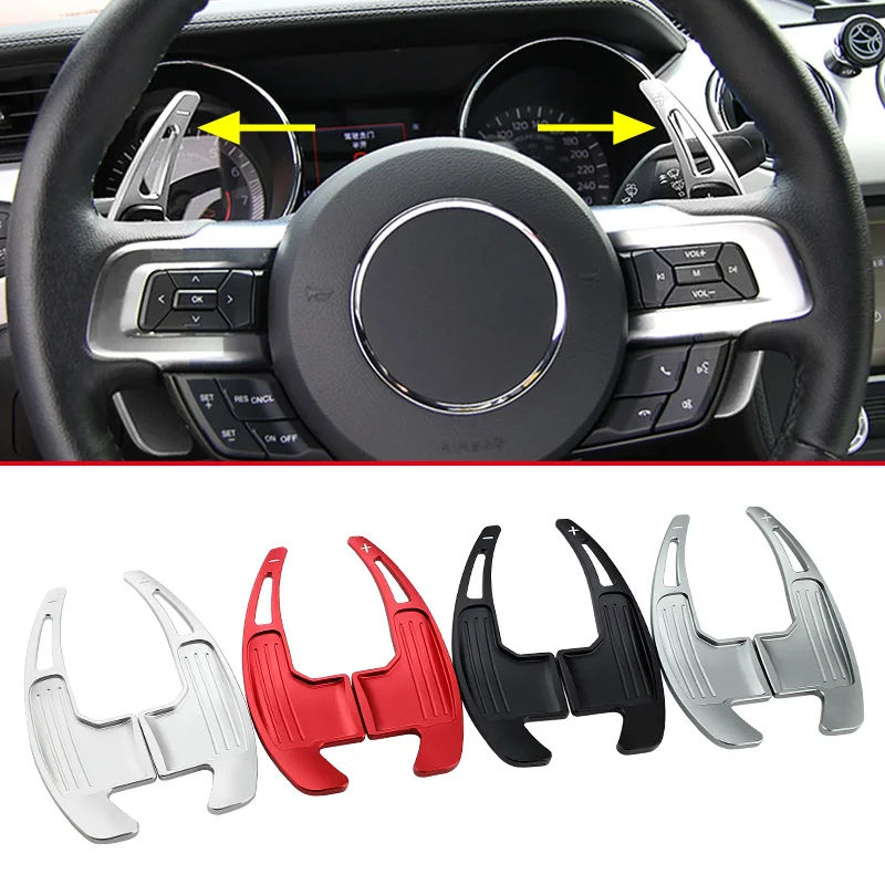 Steering Wheel Shift Paddle Extended Shifter Trim Cover for Ford Mustang 2015 2016 2017 2018 2019 2020 Aluminum Alloy SILVER 