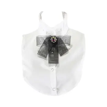 

Pleated Ruffles Stand Fake Collar Bowtie Imitation Rhinestone Necklace Choker
