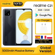 realme C21 RMX3201 Cellphone [Global Version] 3GB RAM 32GB ROM MTK Helio G35 6.5'' LCD Screen 13MP AI Triple Camera 5000mAh
