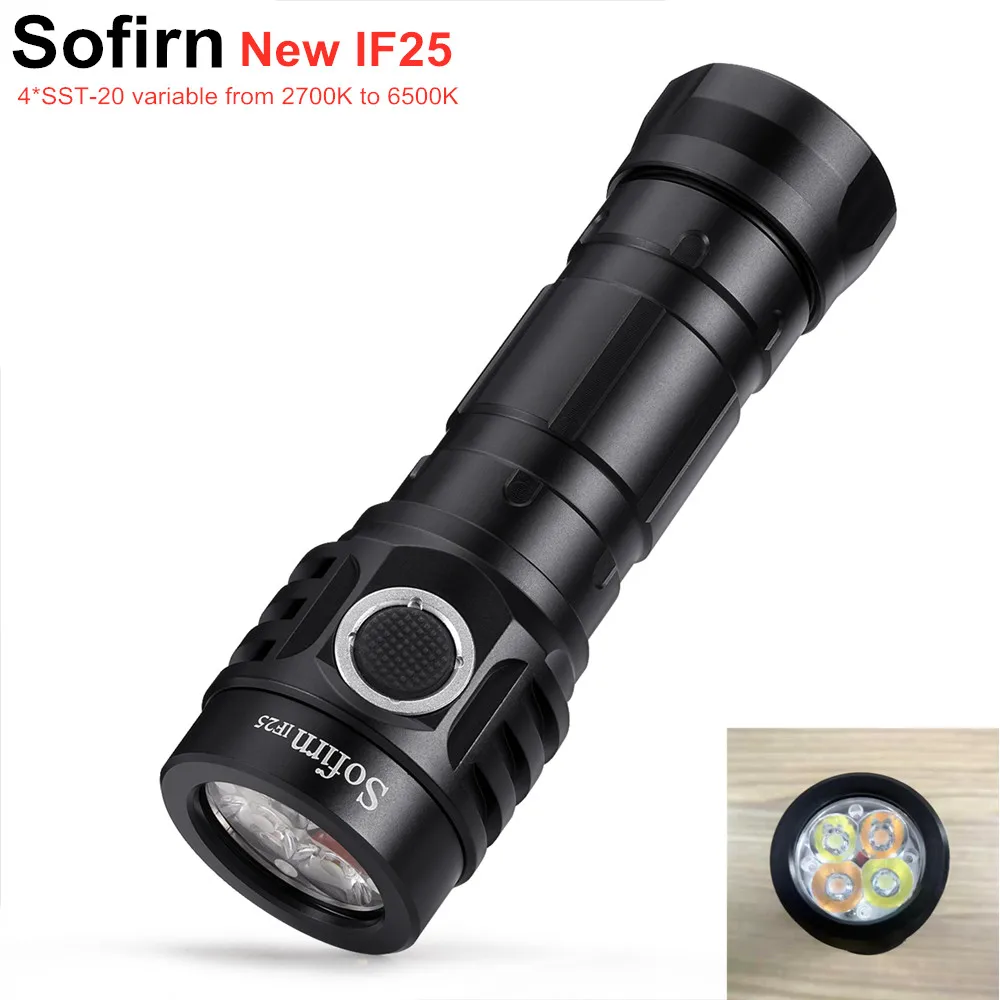 Sofirn If25 Rechargeable Powerful 21700 Flashlight 2500lm Variable Light  Color Temperature 4 Pcs Led 18650 Torch 2700k-6500k - Flashlights & Torches  - AliExpress