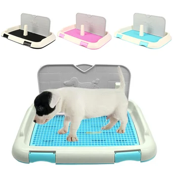 

Portable Pet Dog Cat Toilet Tray Easy to Clean Potty Litter Tray with Column Urinal Bowl Pee Training Toilet for Indoor Outdoor