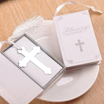 

10pcs Gift Boxed Silver Cross Bookmarks, Bookmark Favors, Book Lovers, Wedding Favors and Gifts baptism souvenirs