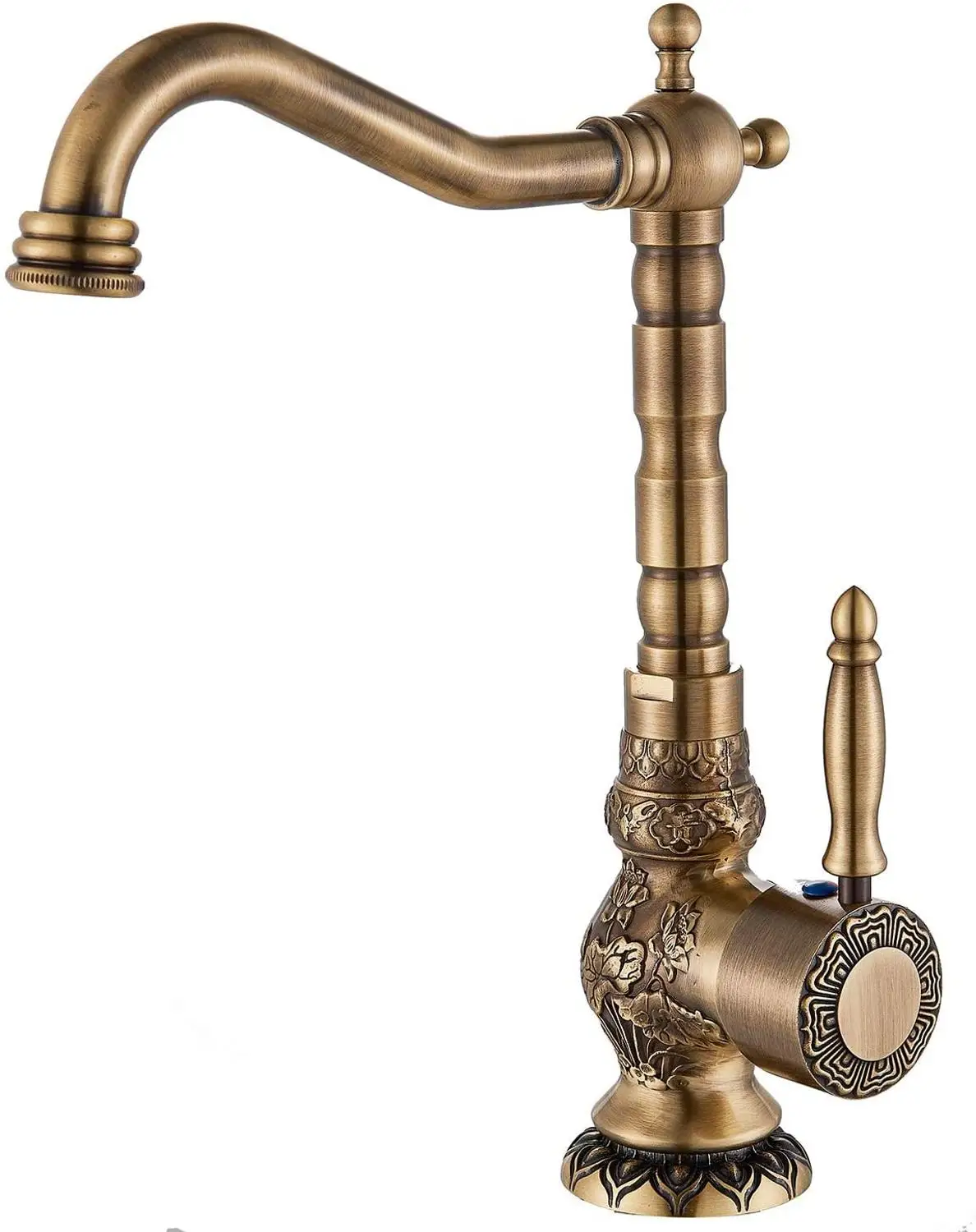 

Solid Brass European-Style Antique Rotating Faucets Vintage Varved Wash Basin Hot and Cold Water Carved Antiqe Faucets