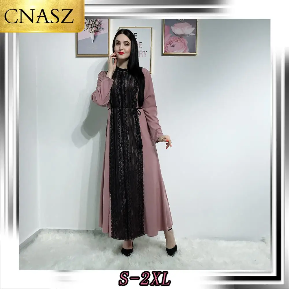 

2019 Muslim Abaya Fashion Lace Arabic Oman Maxi Elegant For Women Islamic Caftan Marocain Turkish Clothing Abayas Indonesia