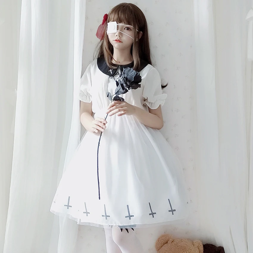 Кимоно для девочек в японском стиле, каваи, Лолита, Маскарадные костюмы, милое готическое платье с рукавом-бабочкой для женщин, JK, костюм, наряды, комикс-кон - Цвет: White short dress