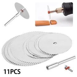 Mini lames de scie circulaire + 1 tige, disque de coupe rotatif Dremel, outil rotatif pour outil électrique de coupe du métal Dremel, disques de coupe du bois 10 pièces 