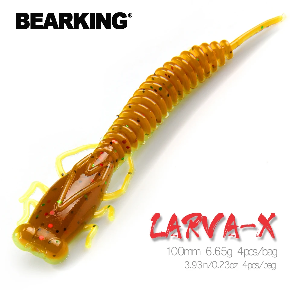 BEARKING личинка 100 мм 6 65 г 4 шт искусственная Мягкая наживка рыболовный червь