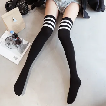 

Three-bar high socks ladies over the knee socks jk stockings stockings student socks high thigh socks women socks