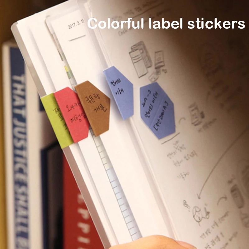 2 Sheet/48pcs Candy Color Index Sticky Notes Notebook Planner Accessories Tool Index Sticky Sticker Message Notes Scratch Pad
