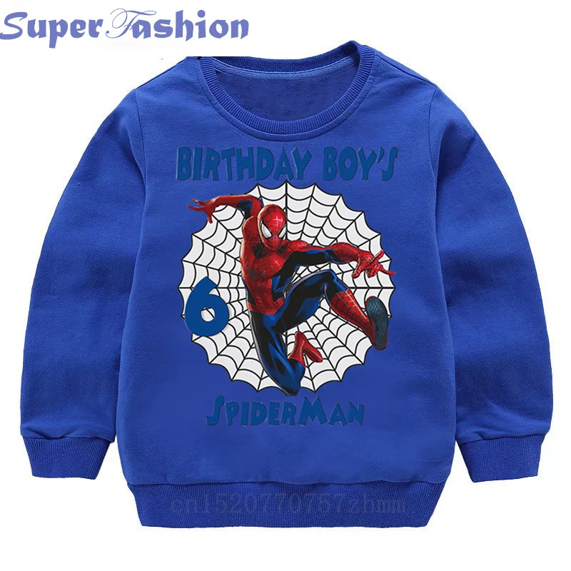 

Happy birthday Number 1-9 Print Spiderman Hoodies Baby Boys Sweatshirts Long Sleeves Sweater Kids Superhero Sportswear,dKYT003