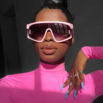 

Large Shield Square Sunglasses Women Brand Oversized Sun Glasses Men Vintage Black Silver Shades Lady Windshield Oculos UV400