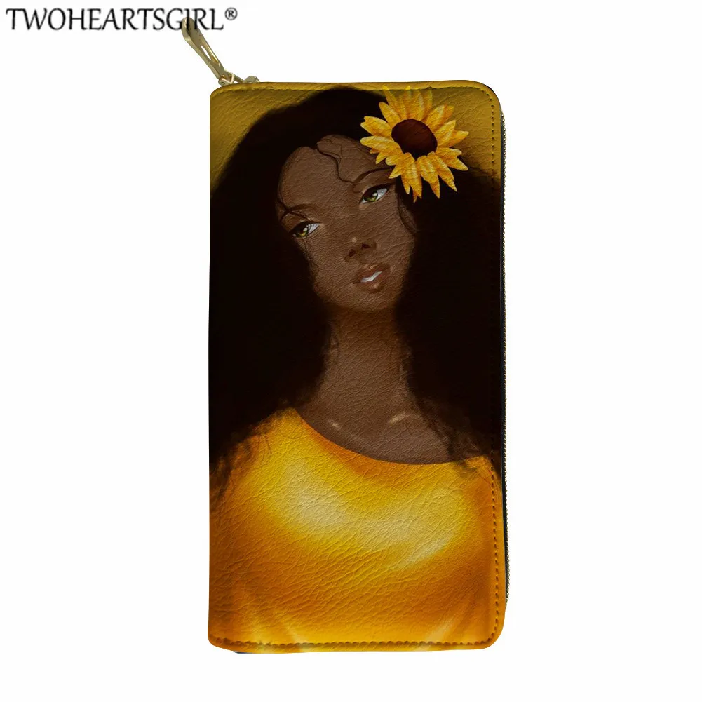 Twoheartsgirl африканские девушки печатных женские кошельки из искусственной кожи кошелек женский клатч кошелек длинный держатель для карт женские сумки для денег - Цвет: YY2641Z21
