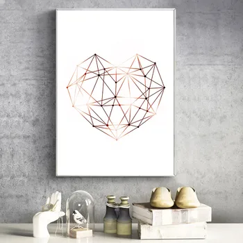 

Nordic Rose Gold Pineapple Poster Geometric Heart Diamond Luxury Print On Canvas Painting Wall Art Pictures for Living Room