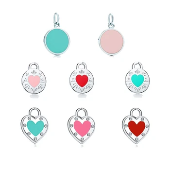 

Trendy Jewelry LOVE Heart Round Pendants 925 Sterling Silver Original 1:1 LOGO Women Birthday Anniversary Valentines Gift