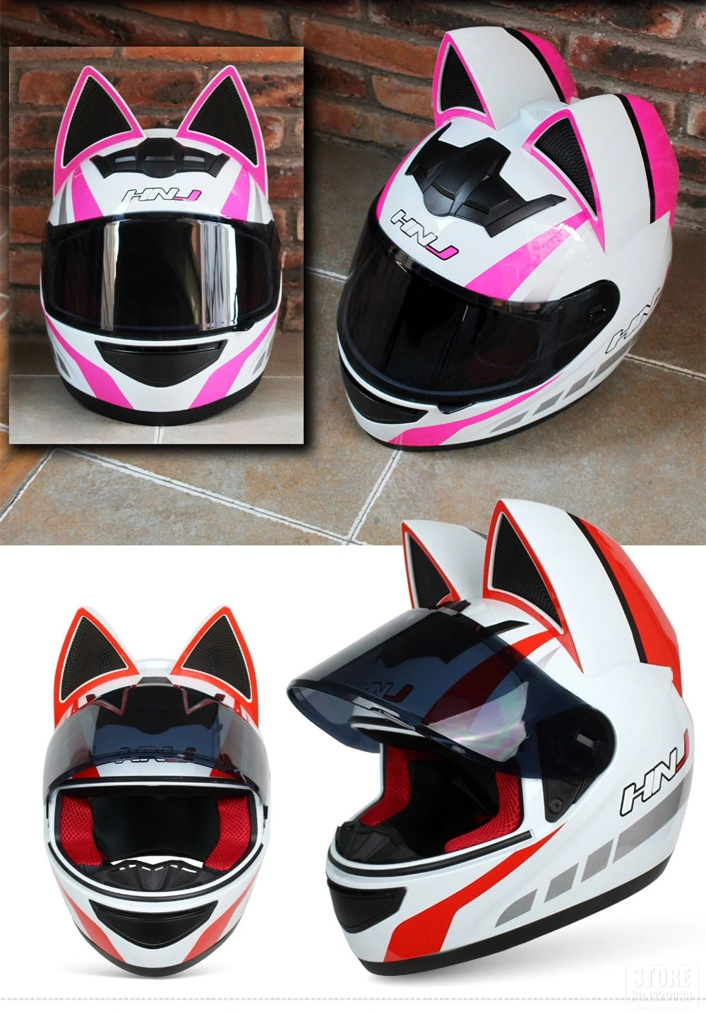 NITRINOS мотоциклетный шлем для женщин, мотоциклетный шлем, мотоциклетный шлем с ушами, индивидуальный Полнолицевой мотоциклетный шлем, 4 цвета, розовый, желтый, черный, белый