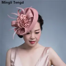 Mingli Tengda льняная заколка в виде цветка Cambric головной убор украшение свадебная фотография Cambric темно-синяя шляпа благородные женские