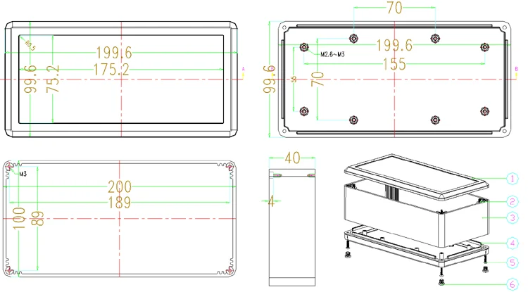 200*100*40 мм алюминиевый корпус DIY Распределительная коробка усилитель электронный проект чехол алюминиевый корпус Блок питания корпус