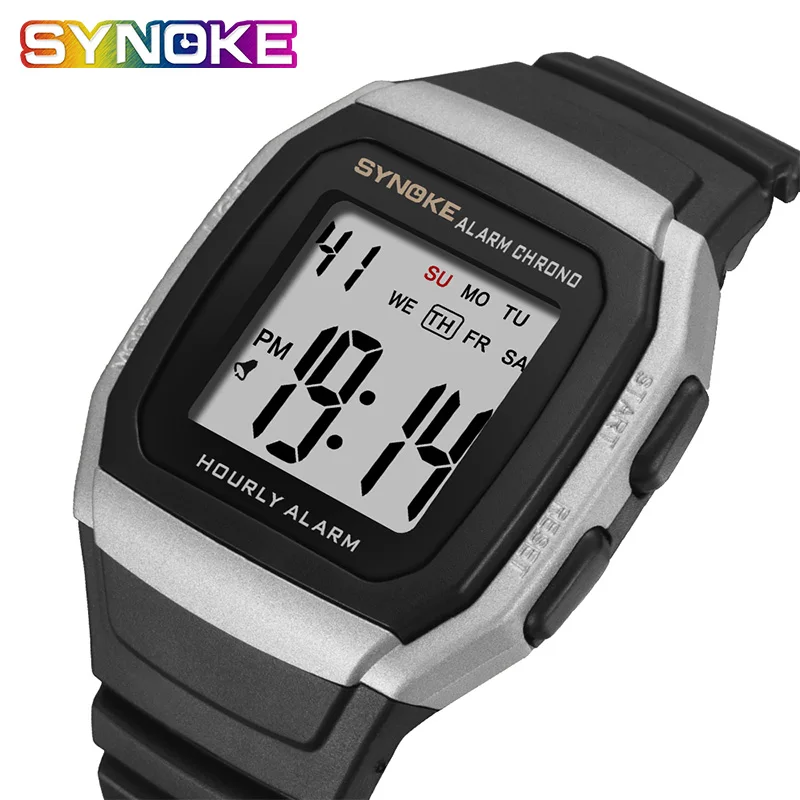 SYNOKE Men's Watches Relogio Masculino Multi Functional Sports Electronic Watch Men Waterproof Women Square Brand Luxury Band